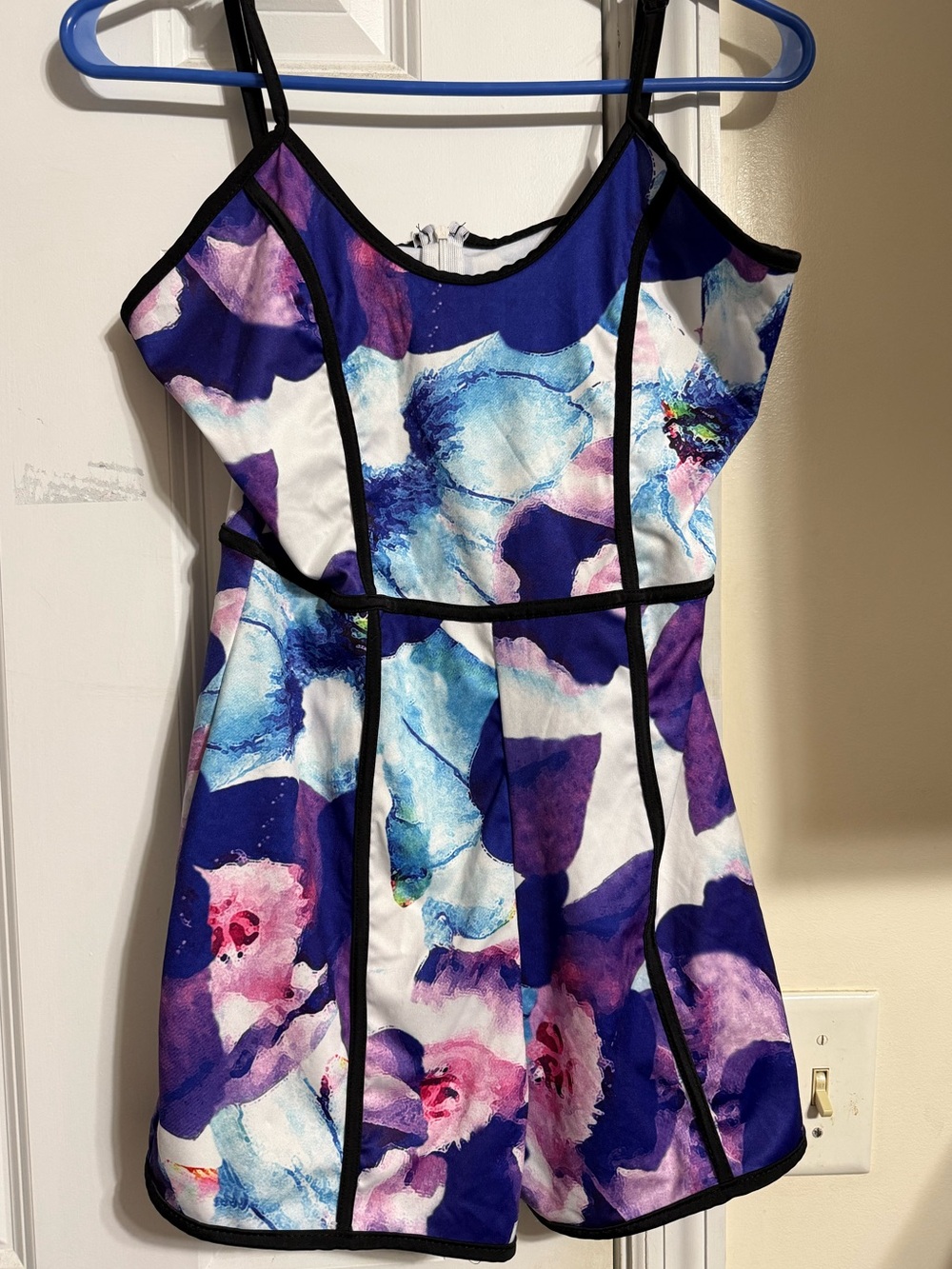 Floral Fit-and-Flare Casual Dress in Purple and Blue